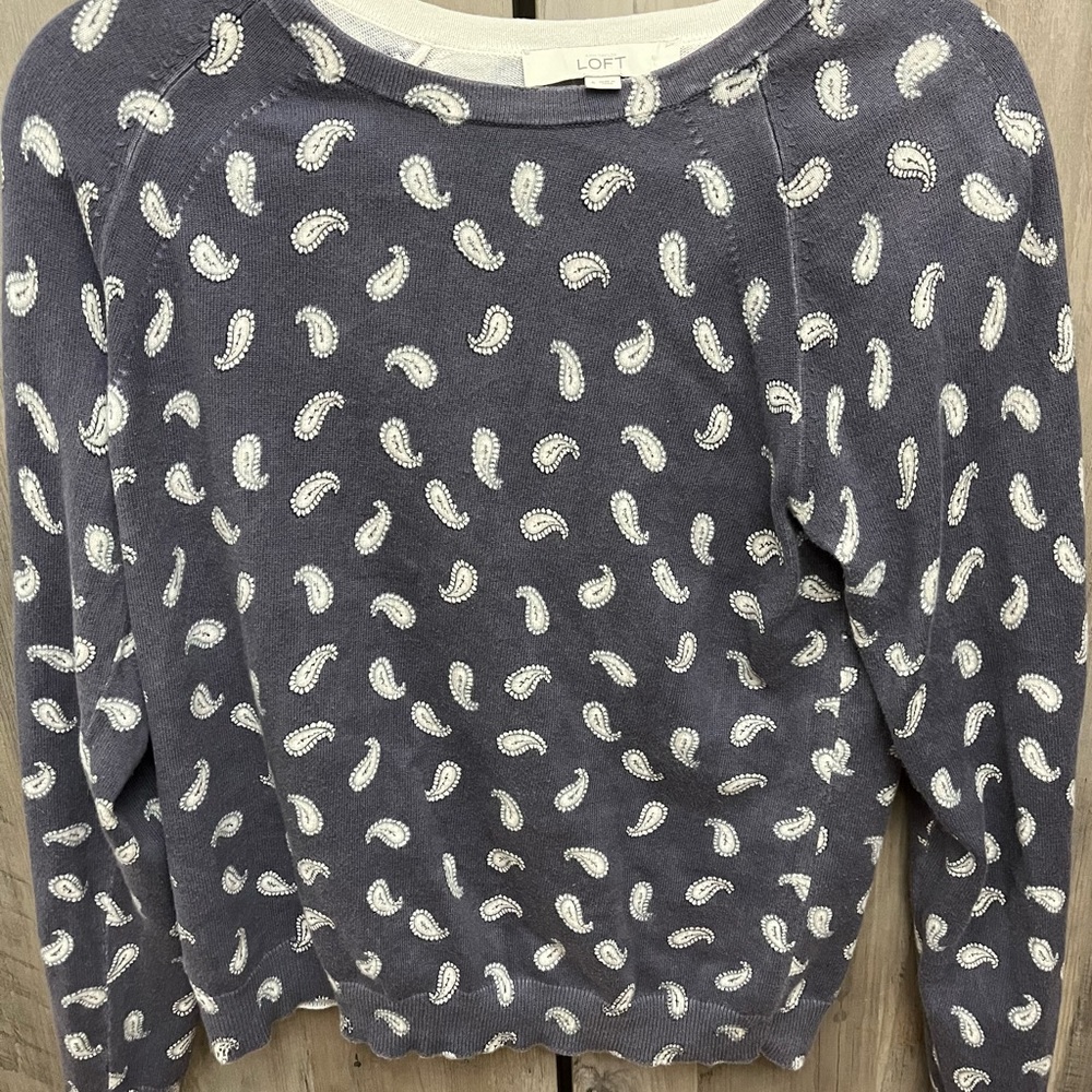 LOFT Charcoal Paisley Women's Sweater